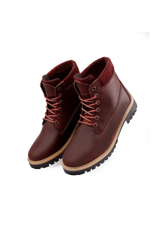 Bacca Bucci Maroon Bullet Splash Proof Leather Boots for Biking & Hiking for Men | Best Price UAE